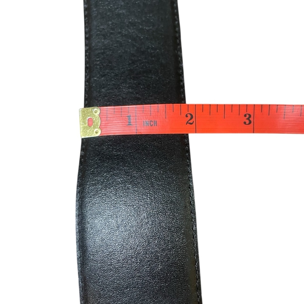 Classic Black Leather Belt with Gold Buckle vintage Y2K Small - Picture 4 of 7